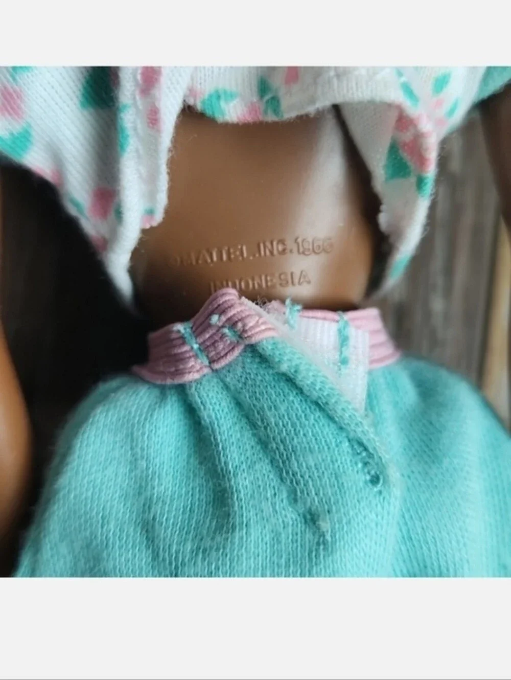 Vintage African American Black Barbie Doll Pink Green Floral Outfit